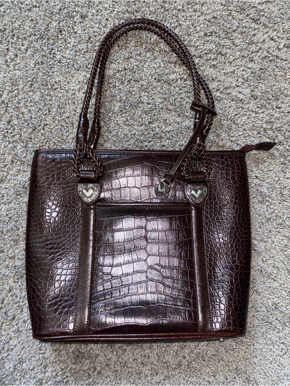 Brighton Croc-Embossed Dark Brown Tote Bag